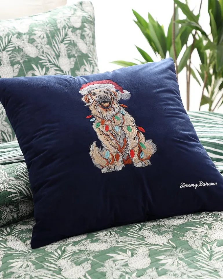 Flash Sale Tommy Bahama Holiday Retriever Velvet Decorative Pillow Navy