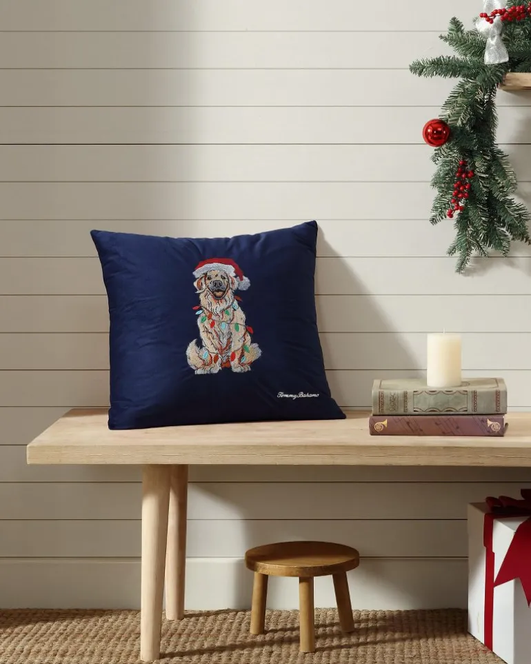 Flash Sale Tommy Bahama Holiday Retriever Velvet Decorative Pillow Navy
