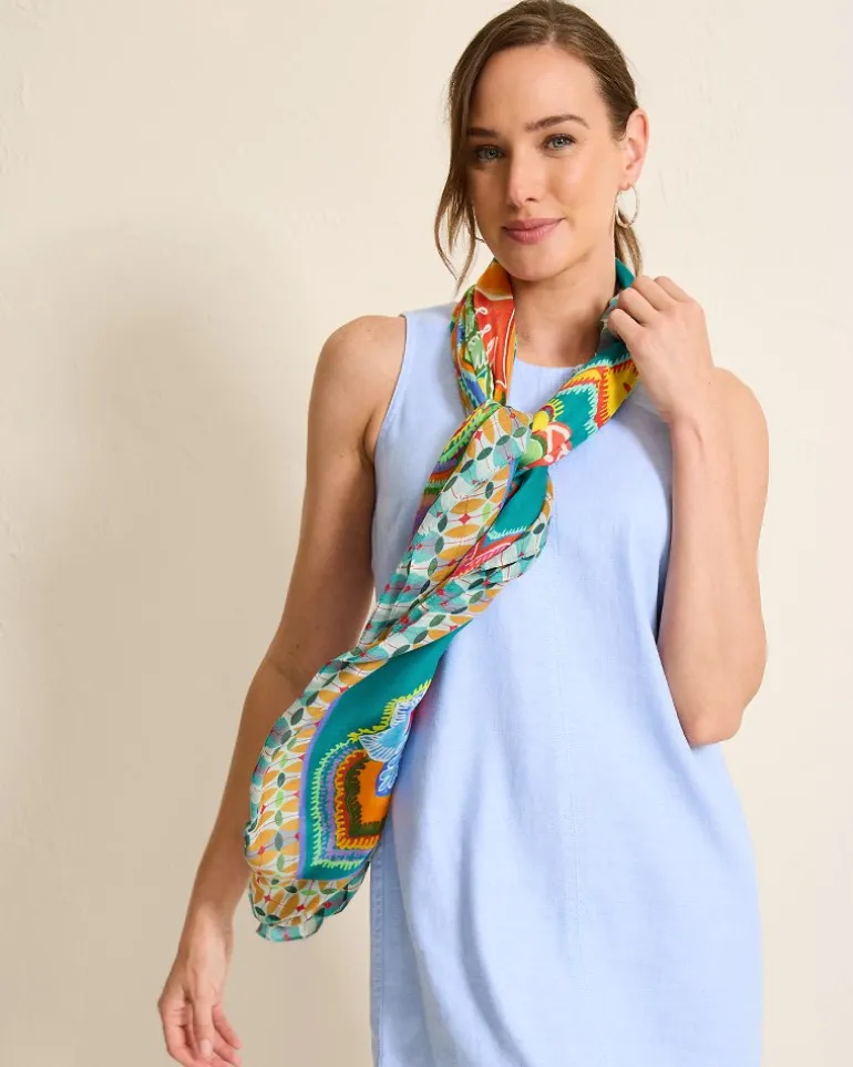 Best Tommy Bahama Hypnotic Garden Square Scarf Blue Spruce