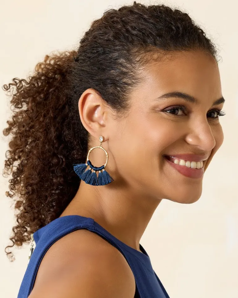 Fashion Tommy Bahama Indigo Bay Bamboo Tassel Earrings Navy