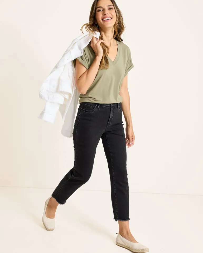 Outlet Tommy Bahama Indigo Palms™ High-Rise Cropped Straight-Leg Jeans Coastal Black Wash