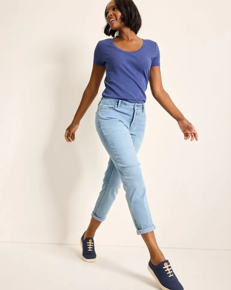Best Sale Tommy Bahama Indigo Palms™ Mid-Rise Boyfriend Jeans Light Bright Blue Wash