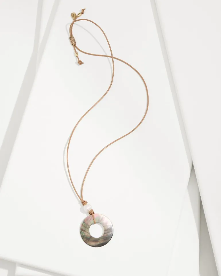 Hot Tommy Bahama Indigo Shore Grey Shell Pendant Necklace Gold