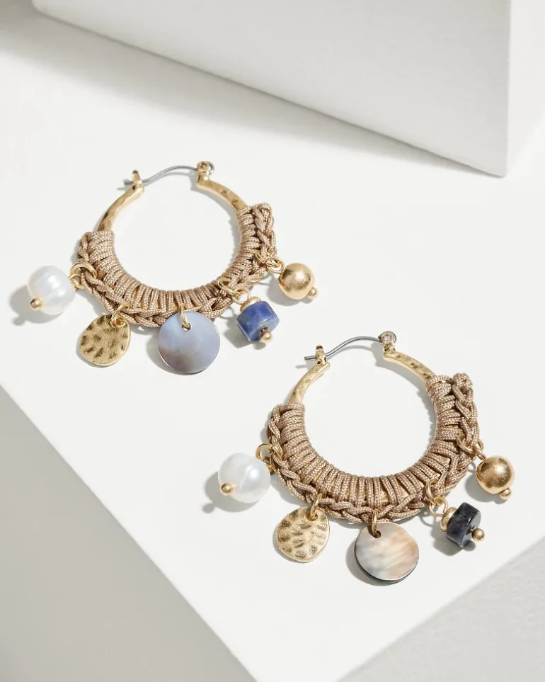 Shop Tommy Bahama Indigo Shore Mixed Materials Charm Hoop Earrings Gold