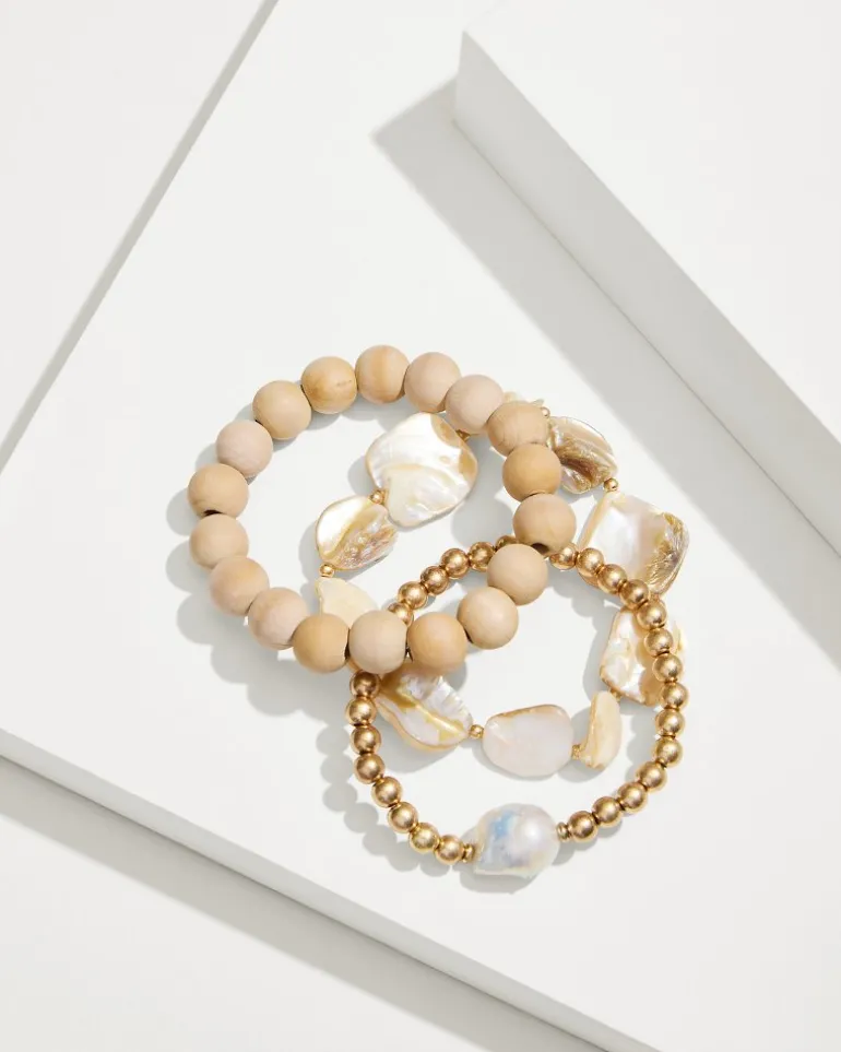 Cheap Tommy Bahama Indigo Shore Mother of Pearl & Shell Bracelet Set Gold