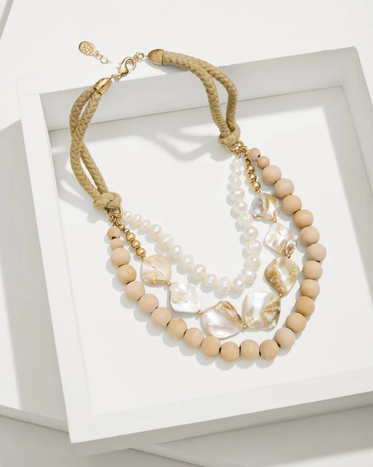 Flash Sale Tommy Bahama Indigo Shore Mother of Pearl Shell Statement Necklace Gold