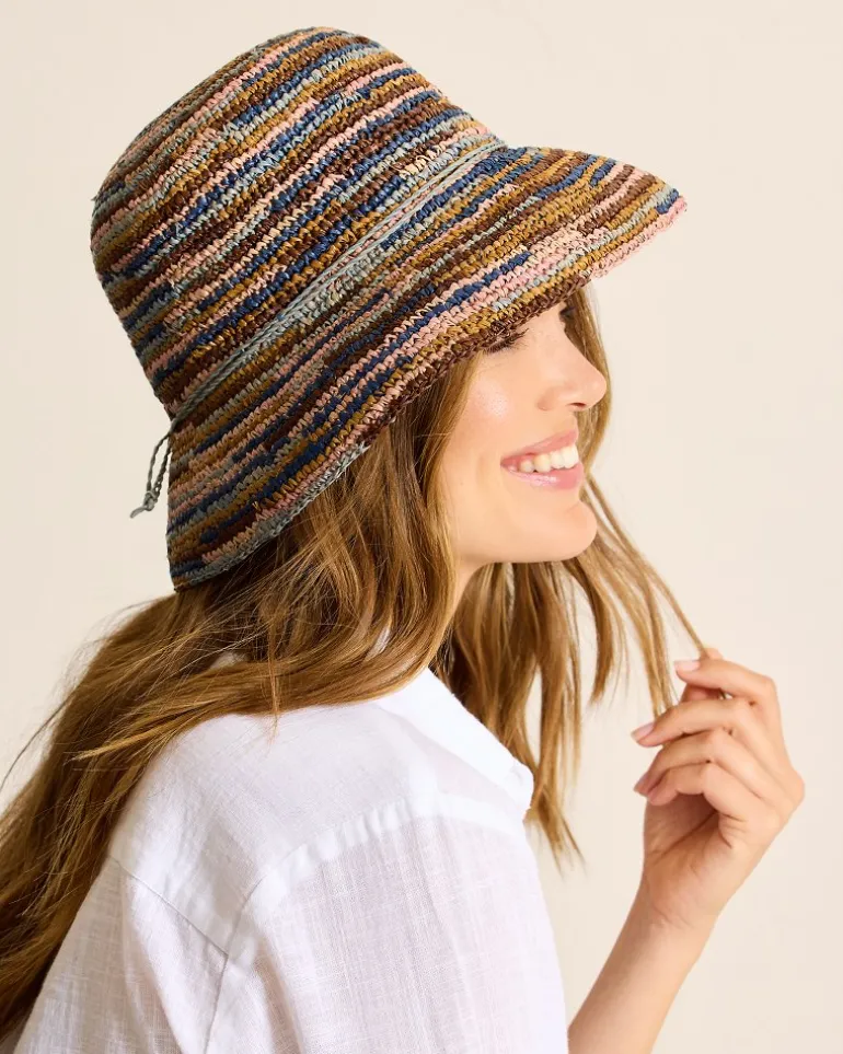 Sale Tommy Bahama Iris Raffia Bucket Hat Mixed Brown