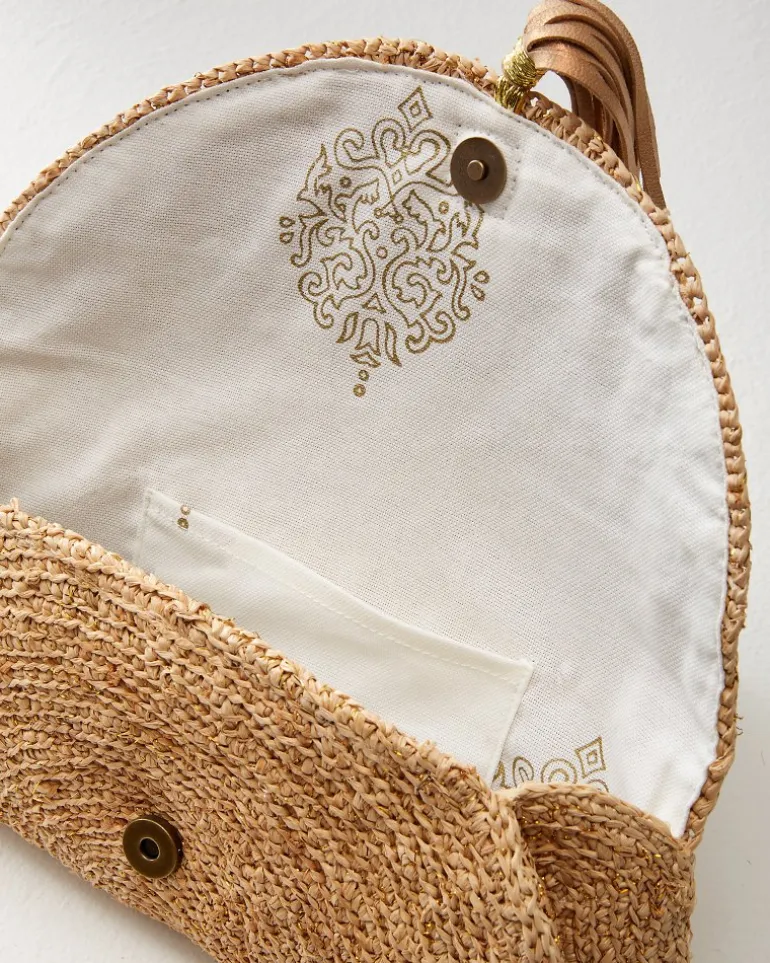 Sale Tommy Bahama Islamora Lux Crocheted Raffia Clutch Natural