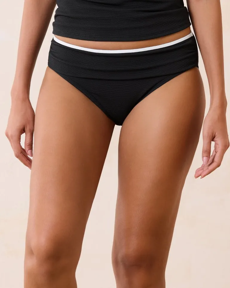 New Tommy Bahama Island Cays Cabana High-Waist Bikini Bottoms Black