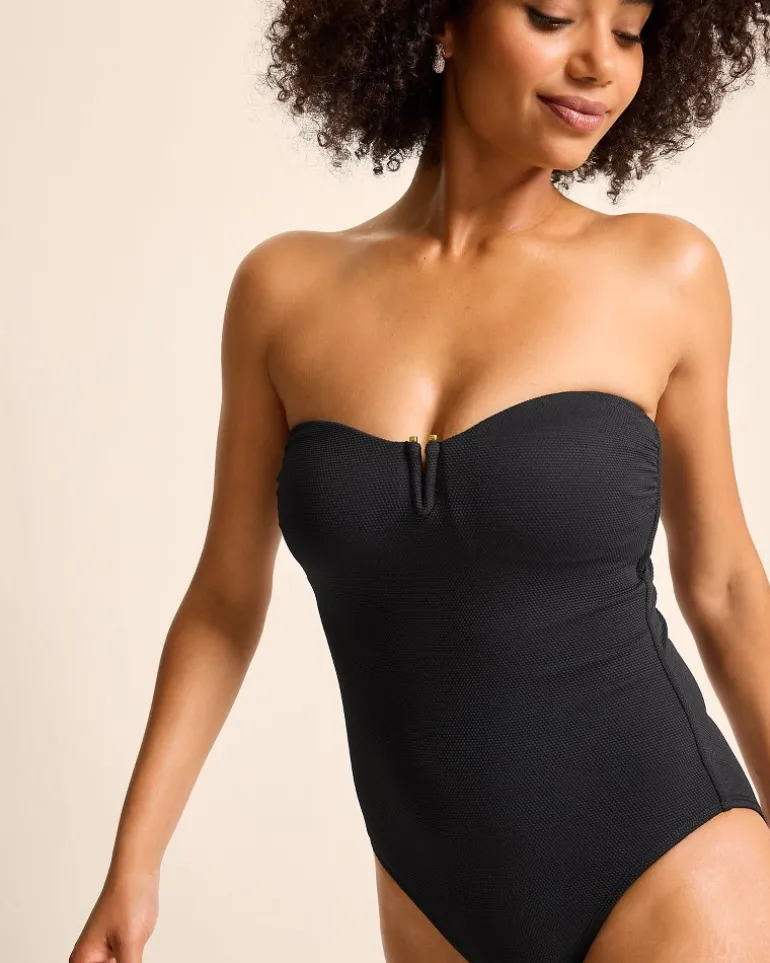 Shop Tommy Bahama Island Cays V-Front Bandeau One-Piece Swimsuit Black