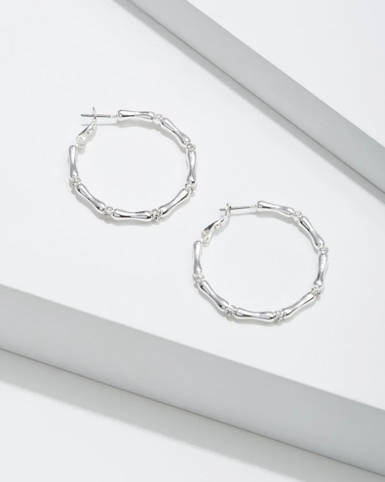 Outlet Tommy Bahama Island Essence Bamboo Hoop Earrings Silver