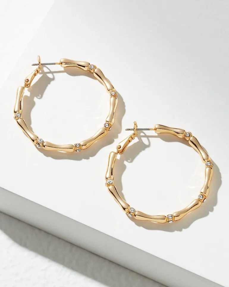 Sale Tommy Bahama Island Essence Bamboo Hoop Earrings Gold
