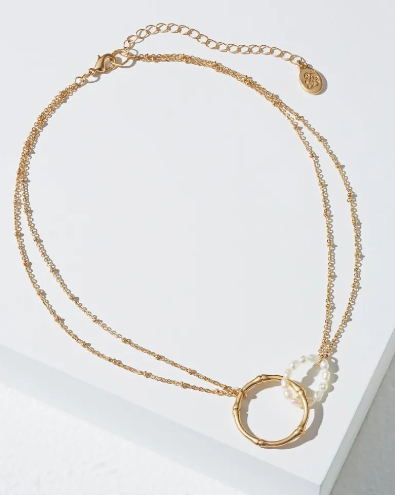 Clearance Tommy Bahama Island Essence Double Loop Bamboo Necklace Pearl
