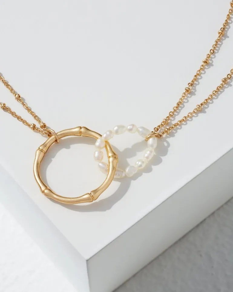 Clearance Tommy Bahama Island Essence Double Loop Bamboo Necklace Pearl