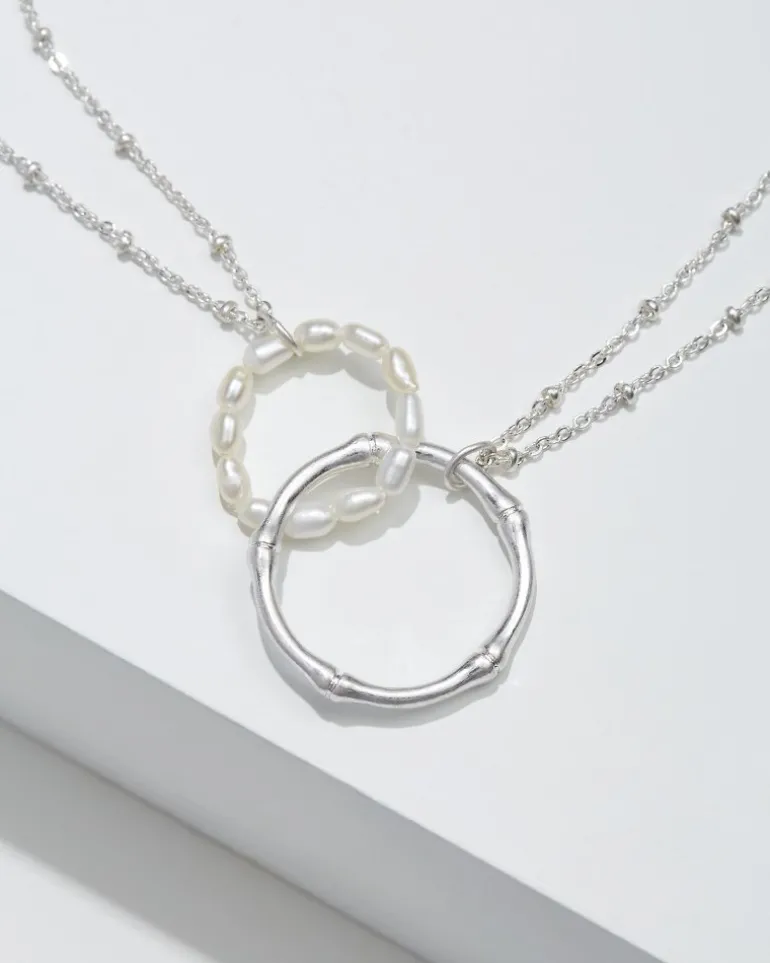 Fashion Tommy Bahama Island Essence Double Loop Bamboo Necklace Silver