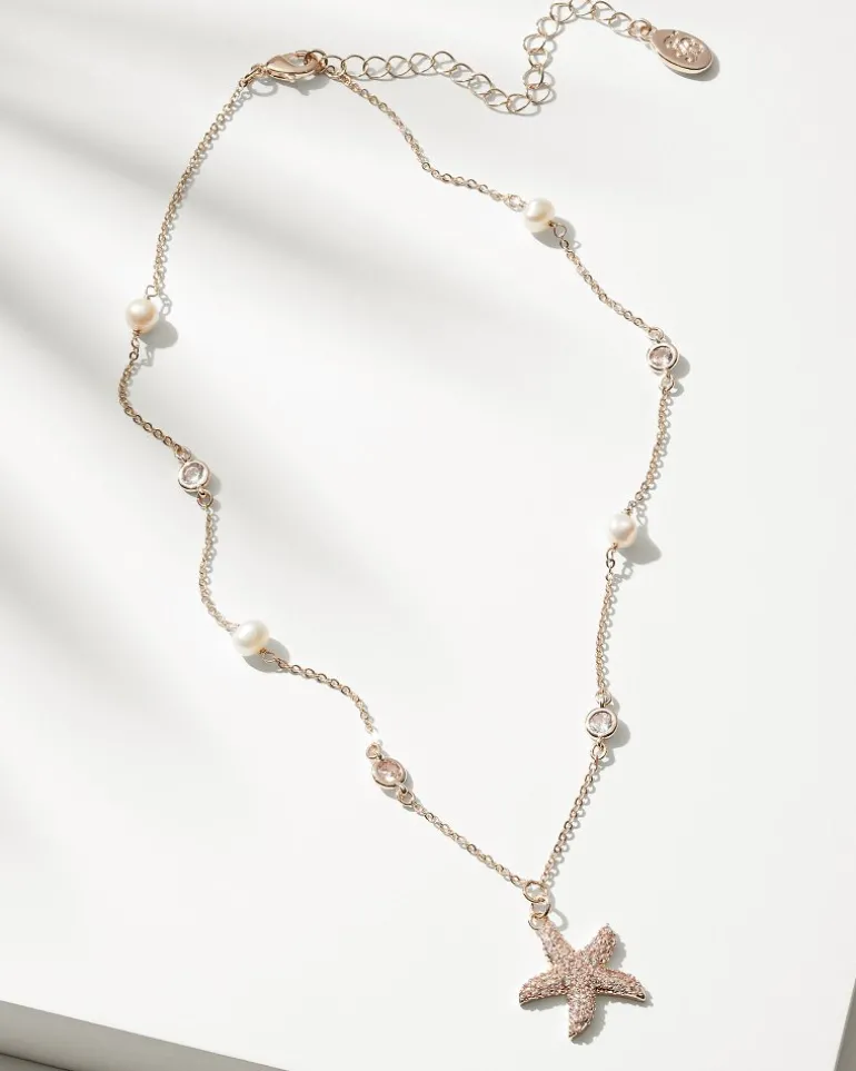Sale Tommy Bahama Island Essence Starfish Pearl Necklace Rose Gold