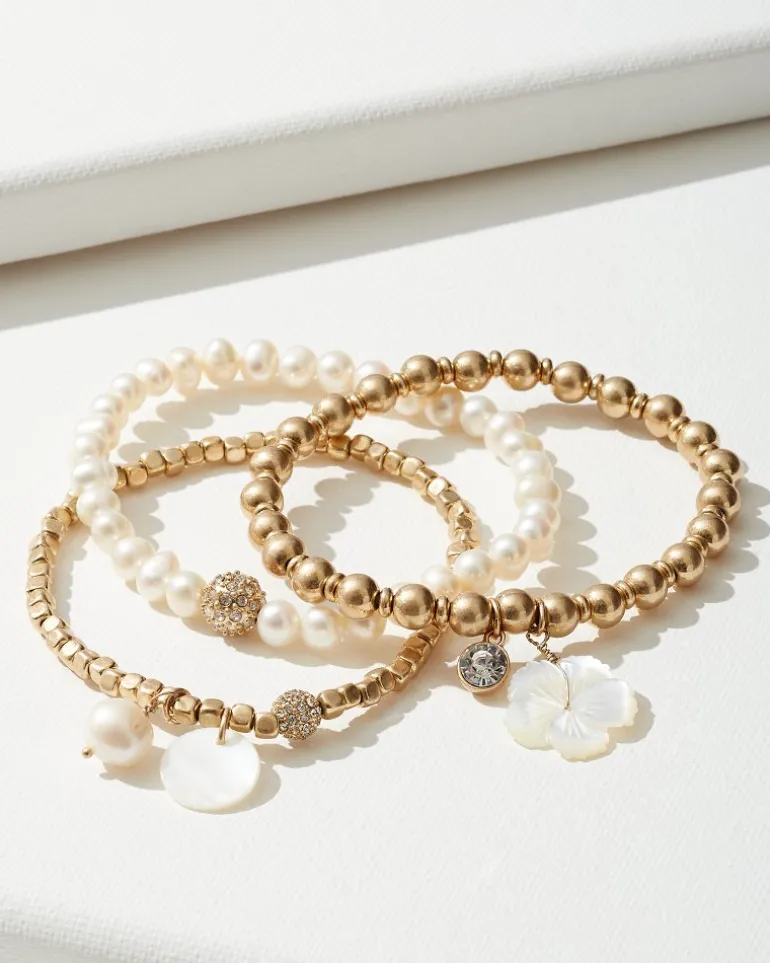 Cheap Tommy Bahama Island Essence Stretch Charm Bracelet Set Gold