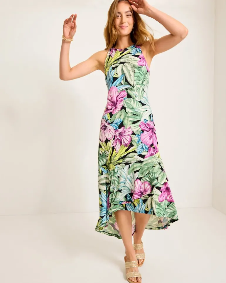 New Tommy Bahama Jasmina Jungle Jewels Maxi Dress Black
