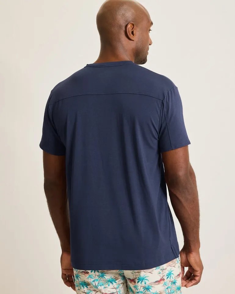Outlet Tommy Bahama Jersey Short-Sleeve Henley Peacoat Navy