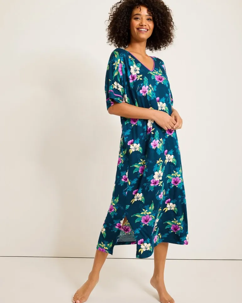 Best Tommy Bahama Jersey Short-Sleeve Maxi Sleep Caftan Summer Night