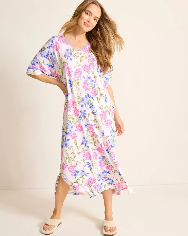 Online Tommy Bahama Jersey Short-Sleeve Maxi Sleep Caftan Ivory