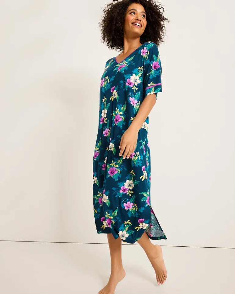 Best Tommy Bahama Jersey Short-Sleeve Maxi Sleep Caftan Summer Night