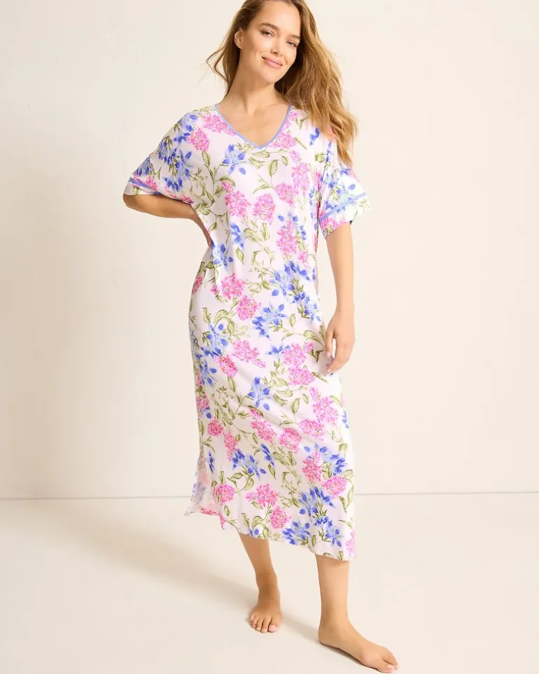Online Tommy Bahama Jersey Short-Sleeve Maxi Sleep Caftan Ivory