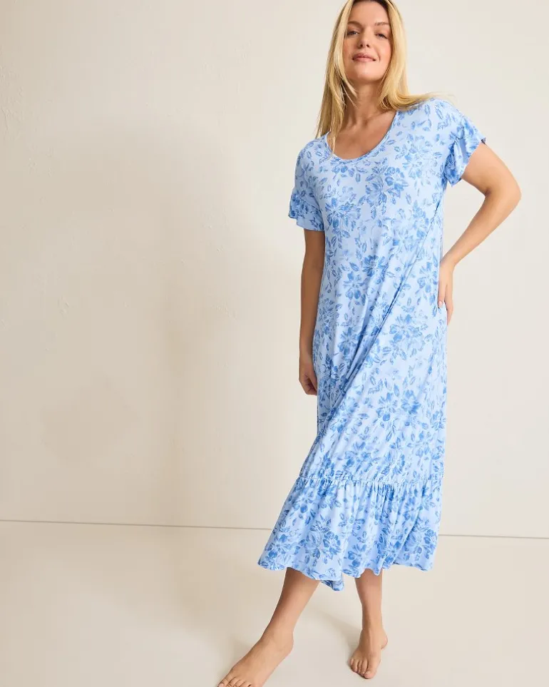 Cheap Tommy Bahama Jersey Short-Sleeve Maxi Sleep Dress Big Sky Blue