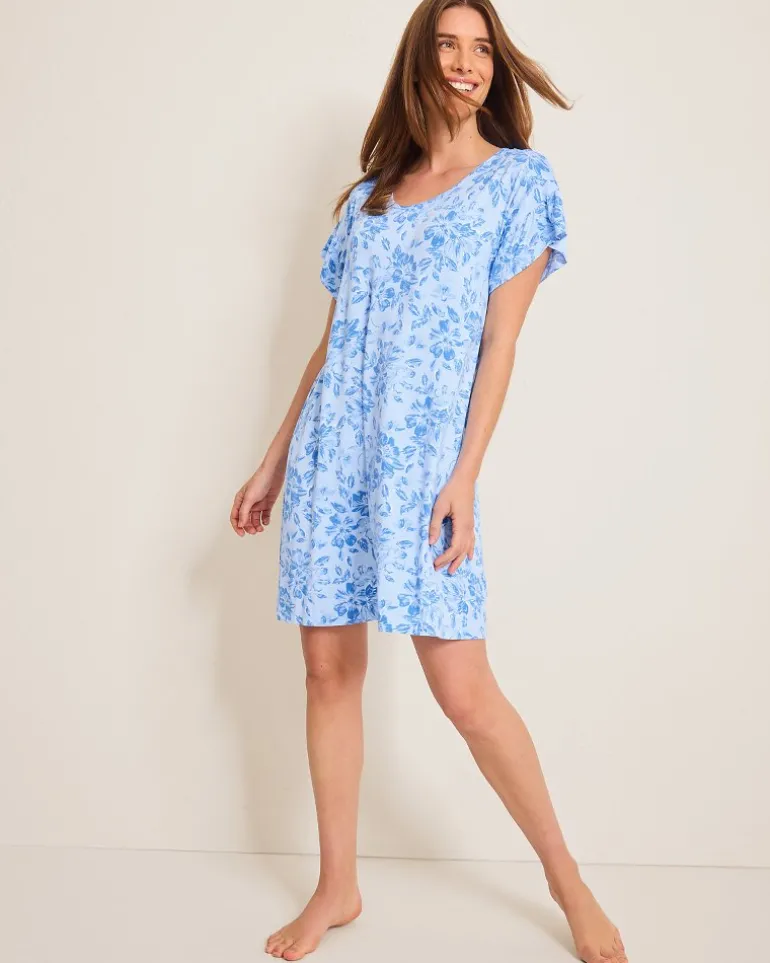 Hot Tommy Bahama Jersey Short-Sleeve Short Sleep Dress Big Sky Blue
