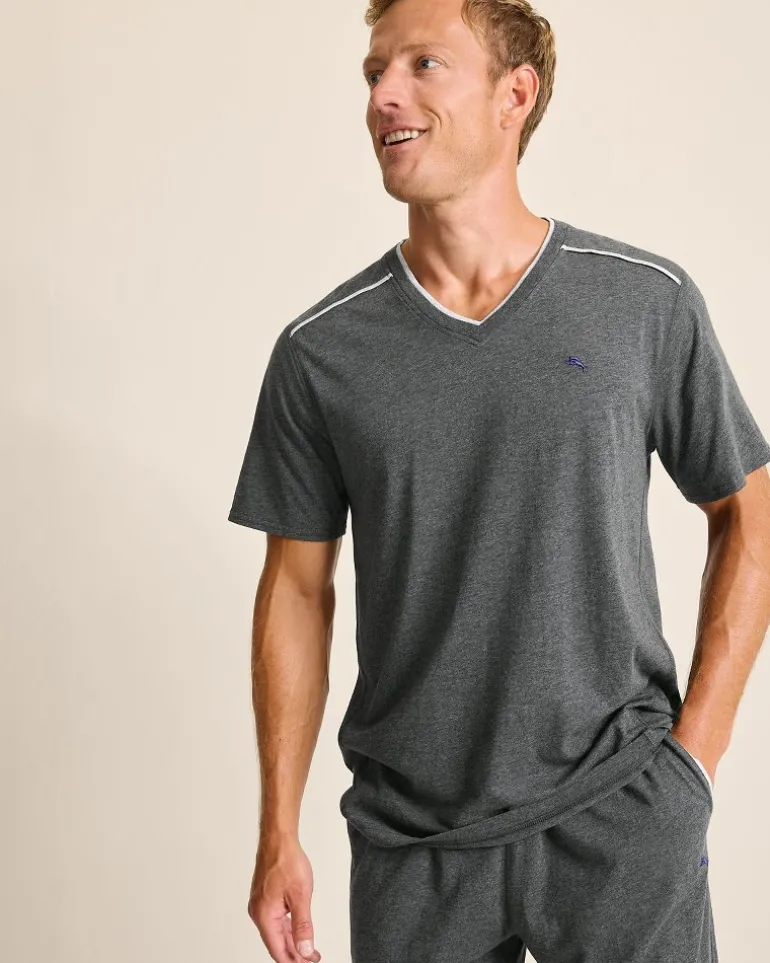 Store Tommy Bahama Jersey Short-Sleeve V-Neck T-Shirt Heather Charcoal Grey
