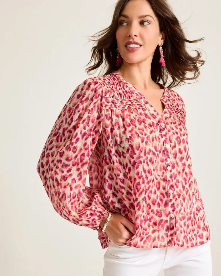 Best Tommy Bahama Jeweled Jaguar Pintuck Blouse Bleached Sand
