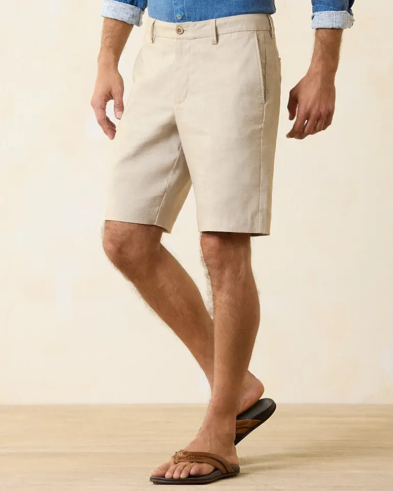 Online Tommy Bahama Latigo Beach Linen-Blend Flat-Front 10-Inch Shorts Stone Khaki