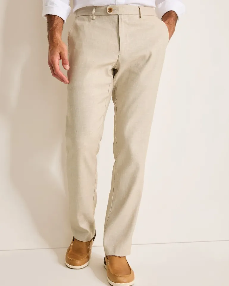 Discount Tommy Bahama Latigo Beach Linen-Blend Flat-Front Pants Stone Khaki