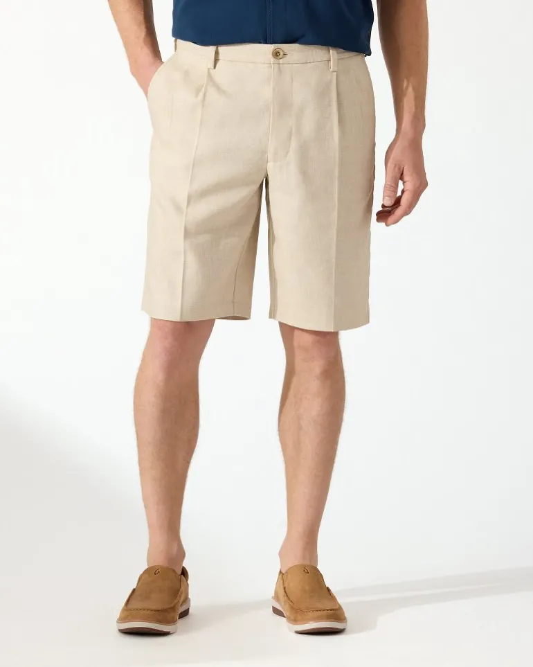 Flash Sale Tommy Bahama Latigo Beach Linen-Blend Pleated 10-Inch Shorts Stone Khaki