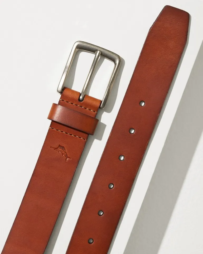 Cheap Tommy Bahama Leather Belt Tan