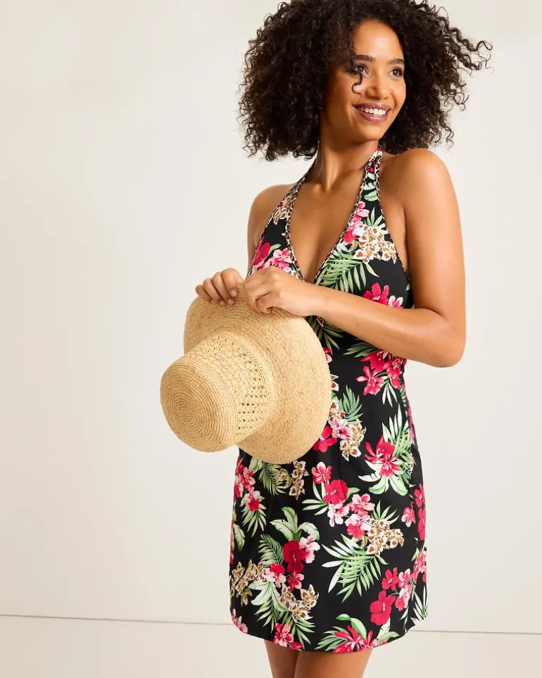 Sale Tommy Bahama Lily Cat Halter Spa Coverup Dress Black