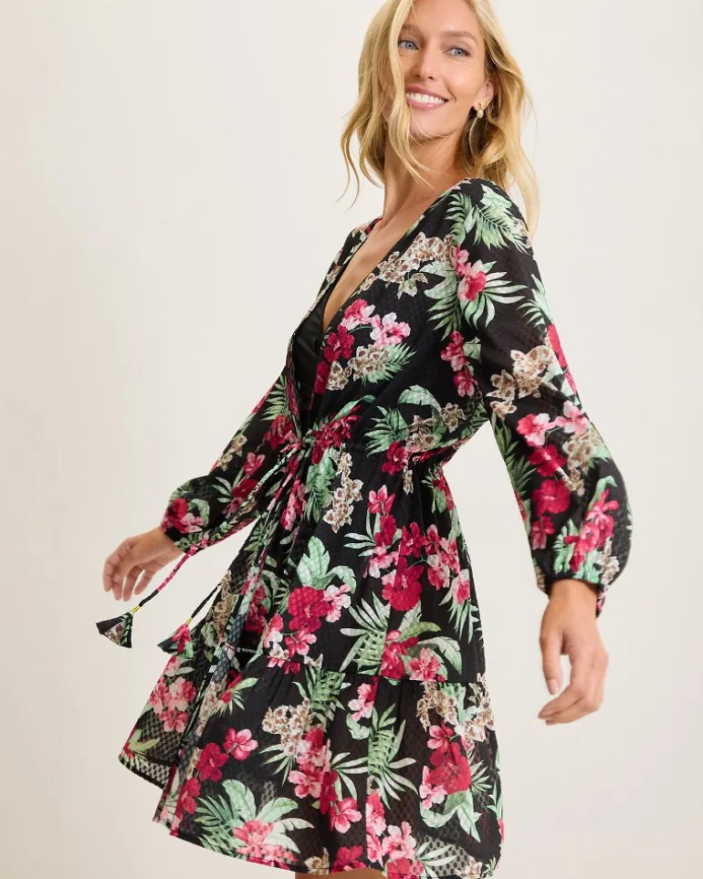 Outlet Tommy Bahama Lily Cat Open Front Beach Tunic Black