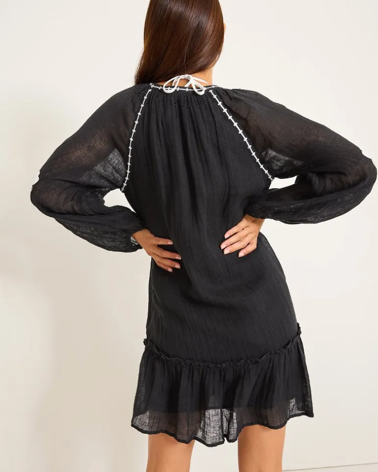 linen_gauze_tunic_coverup_dress_3.webp Online Tommy Bahama Linen Gauze Tunic Coverup Dress Black