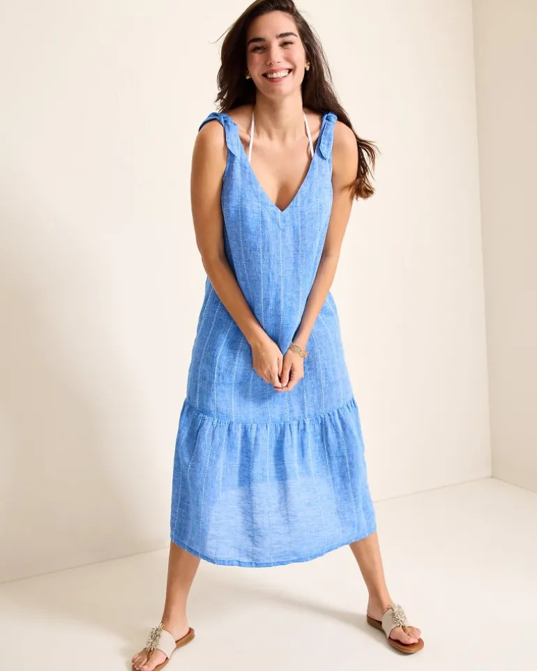 Shop Tommy Bahama Linen Midi Coverup Dress Turkish Sea