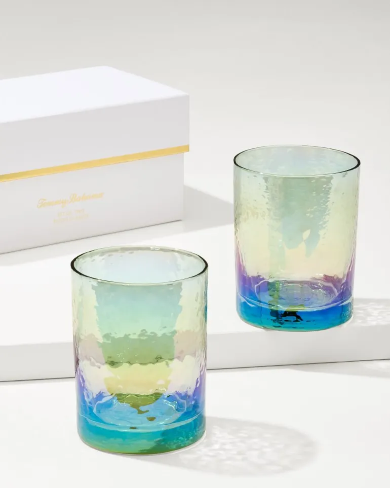 Sale Tommy Bahama Luster Rocks Glasses — Set of 2 Light Blue
