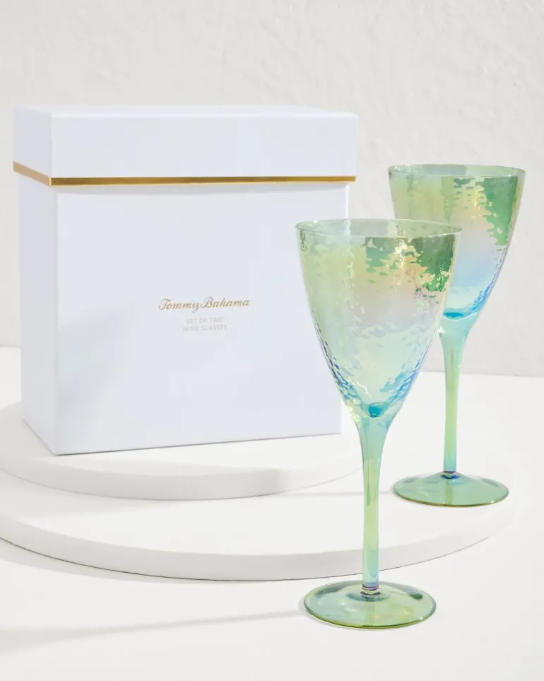 Hot Tommy Bahama Luster Wine Glasses — Set of 2 Light Blue
