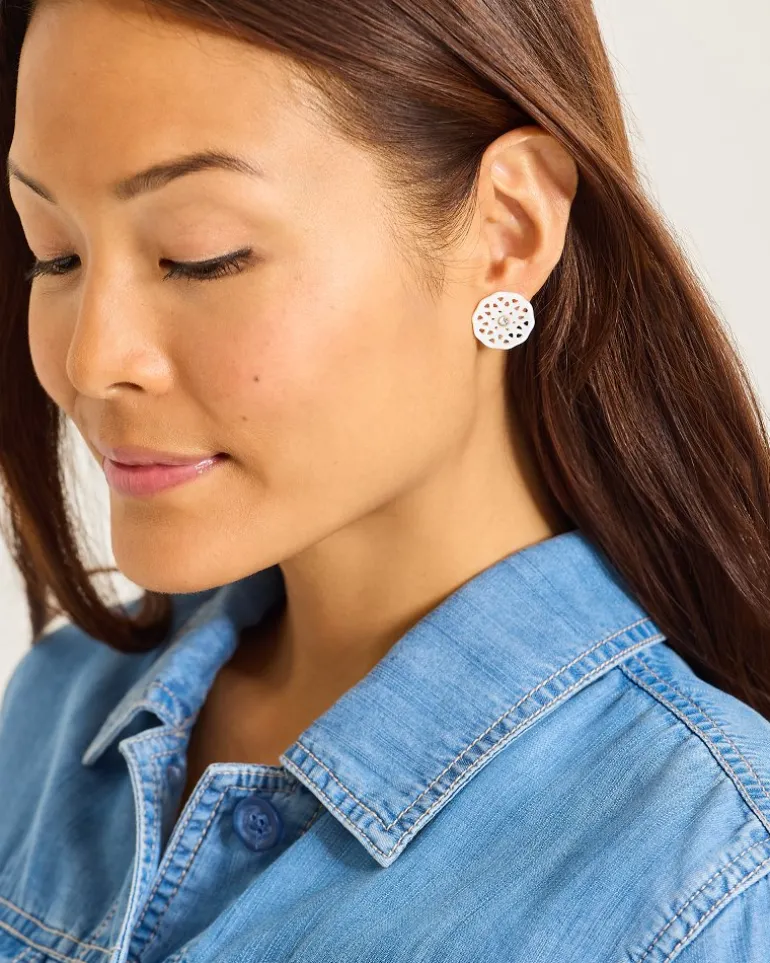 Hot Tommy Bahama Madeira Mother of Pearl Flower Earrings Gold