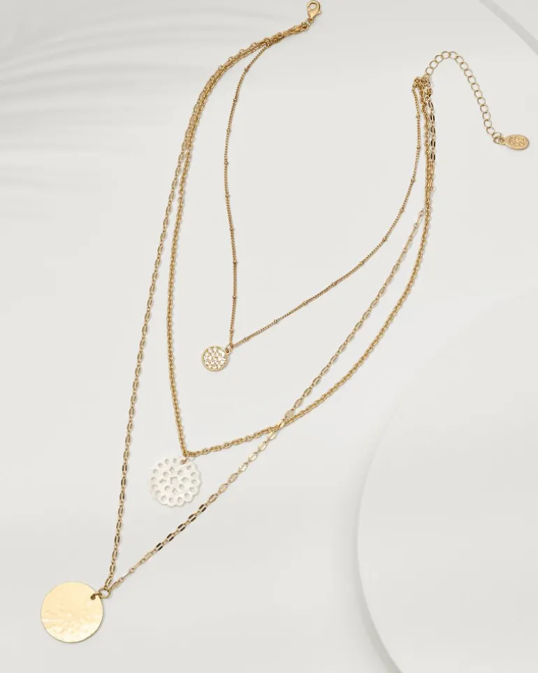 Outlet Tommy Bahama Madeira Mother of Pearl Flower Multi-Row Necklace Gold
