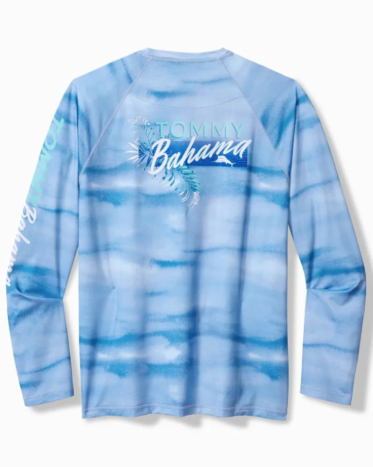 Discount Tommy Bahama Malibu Fronds Crew IslandZone® Rash Guard Blue Canal