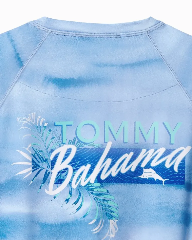 Discount Tommy Bahama Malibu Fronds Crew IslandZone® Rash Guard Blue Canal