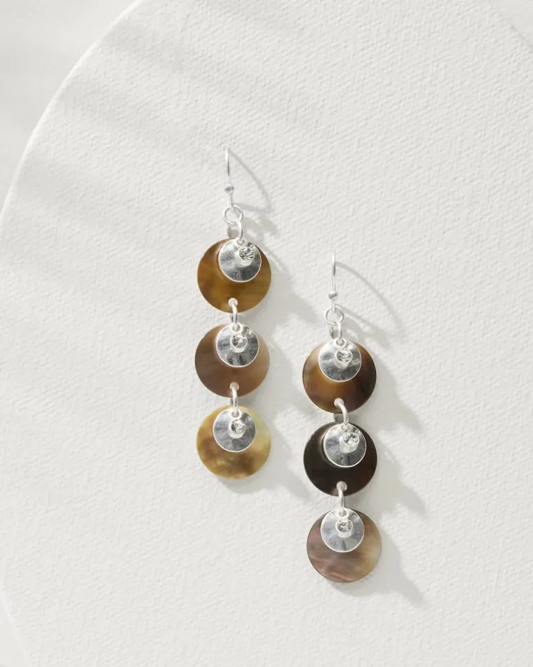 Fashion Tommy Bahama Marco Island Grey Multi-Shell Drop Earrings Silver