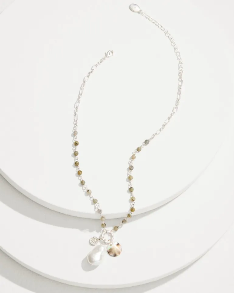 Clearance Tommy Bahama Marco Island Shell and Mother of Pearl Pendant Necklace Silver