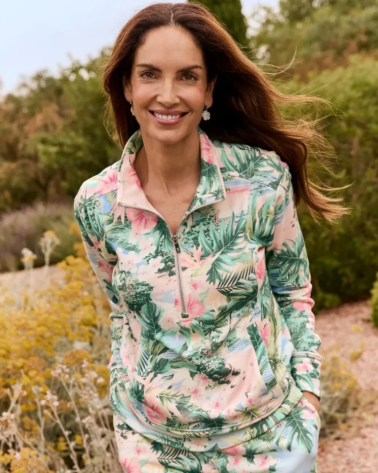 Best Sale Tommy Bahama Marina Del Mar Ocean Vida Half-Zip Sweatshirt Malibu Peach