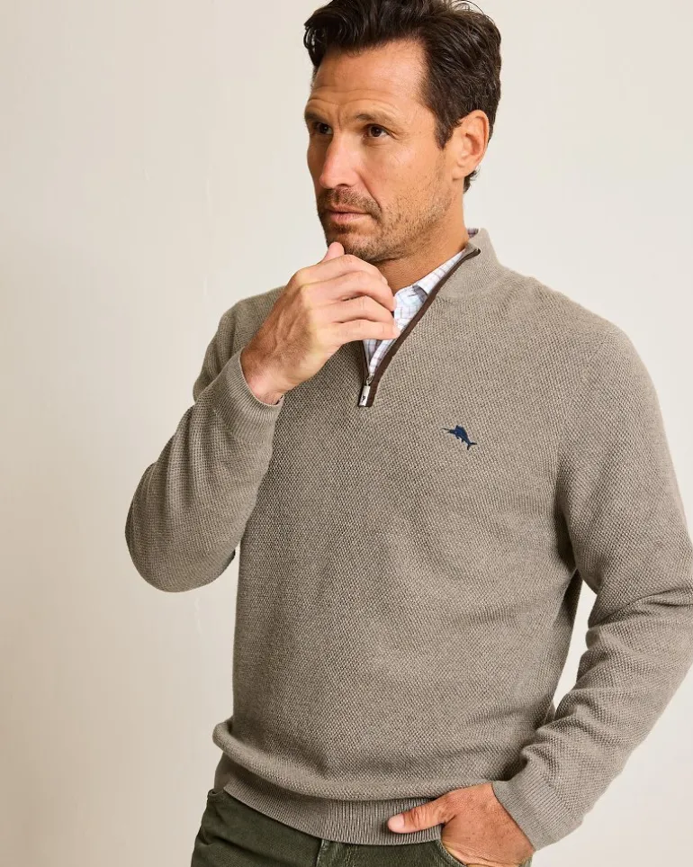 Store Tommy Bahama Marlin Luxe Half-Zip Sweater Brindle Taupe Heather
