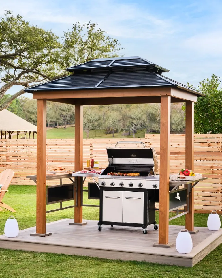 Sale Tommy Bahama Maui Grill Galvanized Steel Roof Shelter Natural